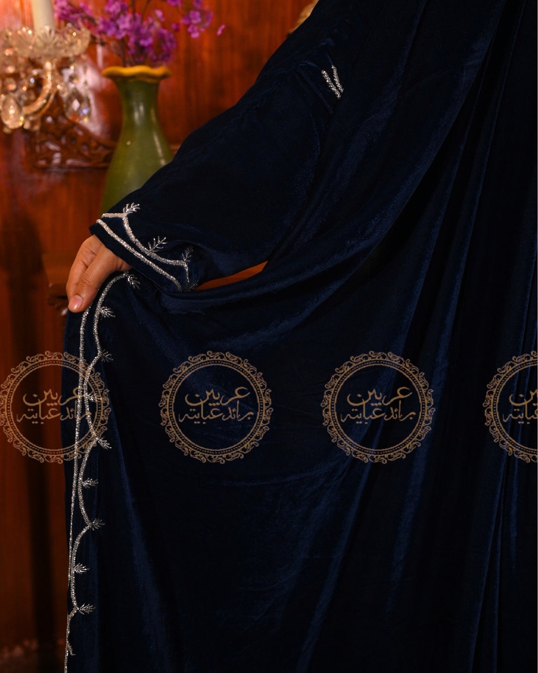Teal Velvet Handmade Luxury Abaya By Arabian Bride Abayas