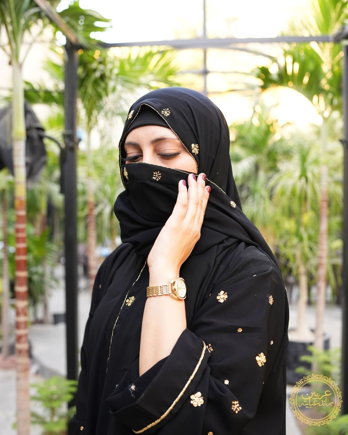 Noora Aswad Luxury Abaya – Korean NIDA Fabric with Handmade Golden Work — view 7