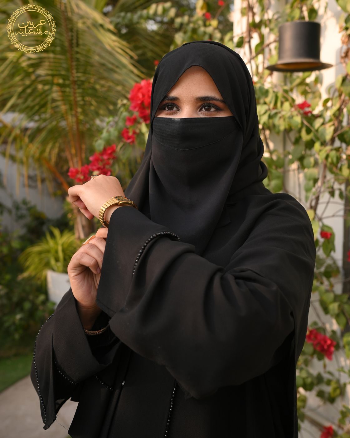Aswad Al-Mas Black Korean Nida Crystal Handwork Abaya — view 2
