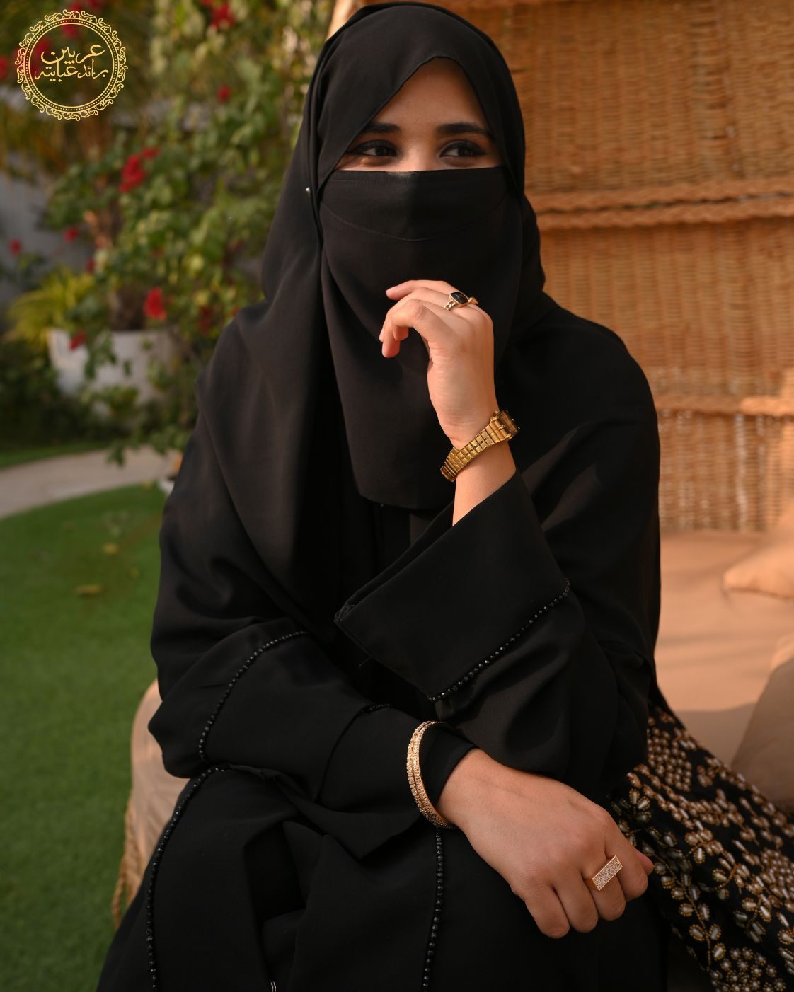 Aswad Al-Mas Black Korean Nida Crystal Handwork Abaya — view 4