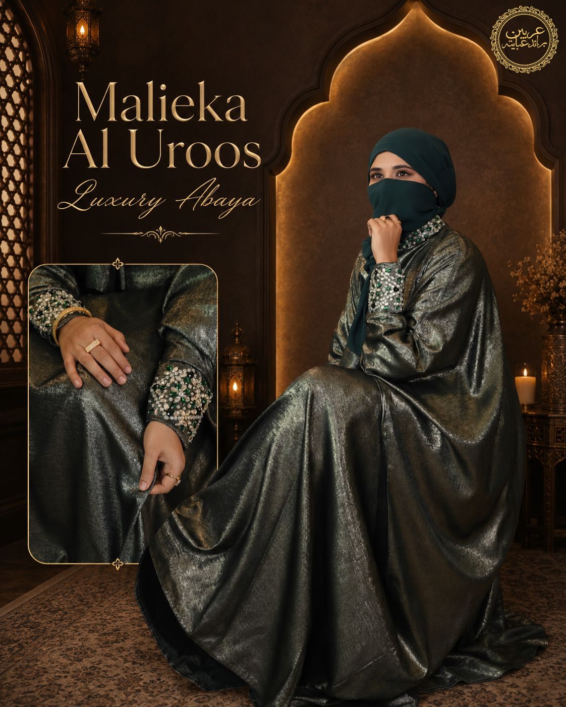 Malieka Al Uroos Luxury TikTok Nida Stone Handwork Abaya